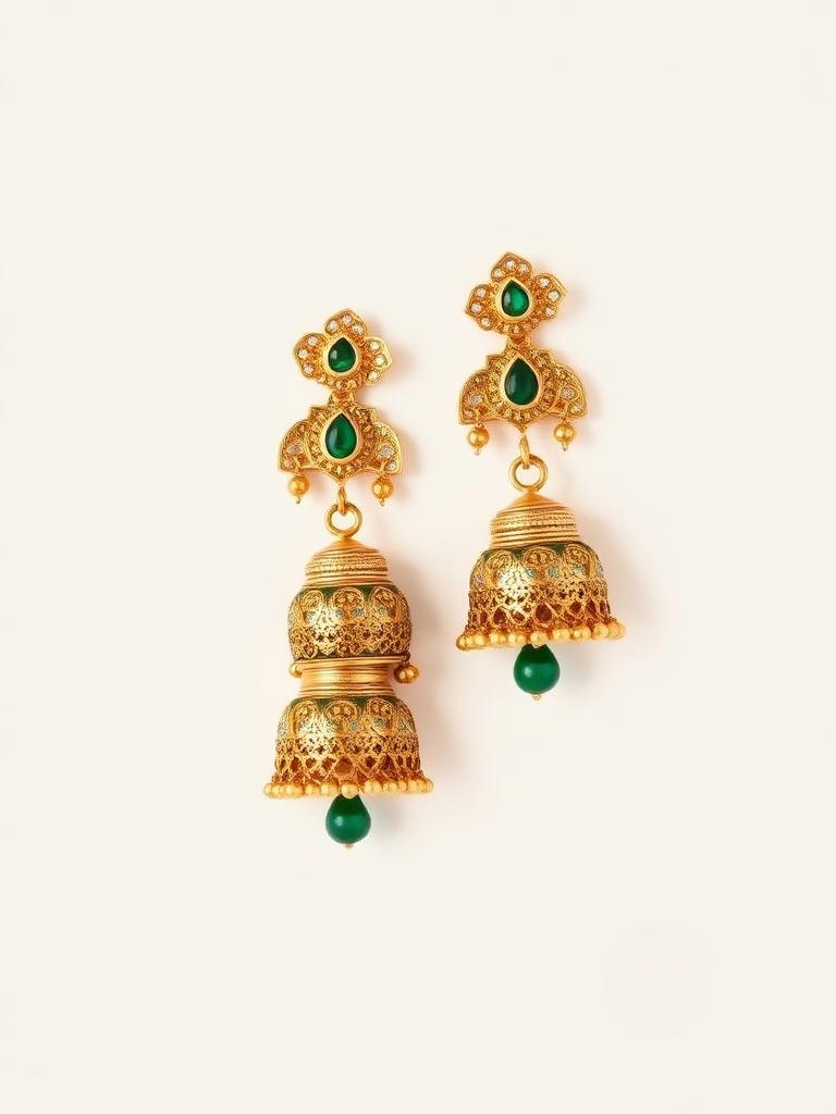 Emerald Jhumka Earrings