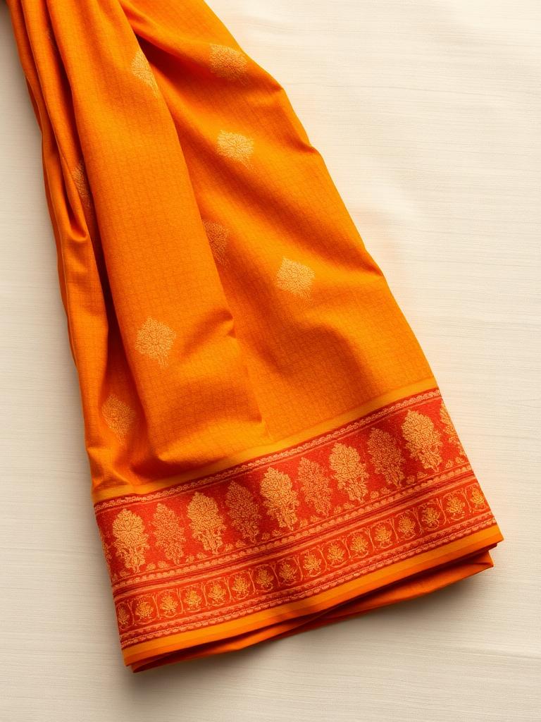 Saffron Bagh Cotton Saree