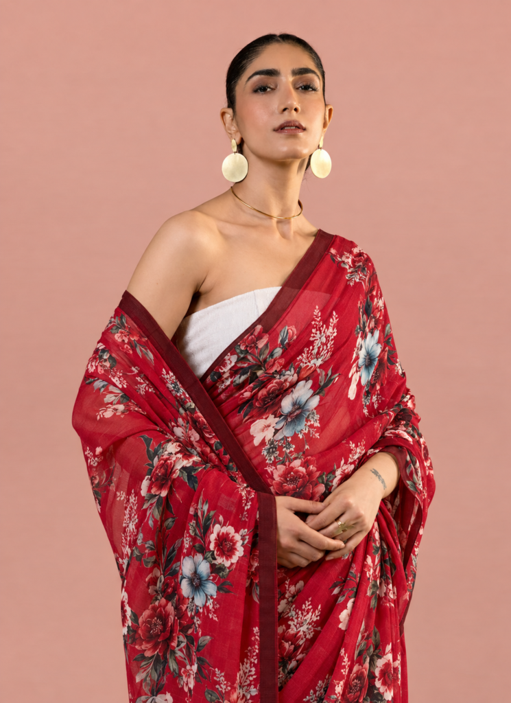 Rose Floral platinum chiffon