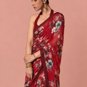 Rose Floral platinum chiffon